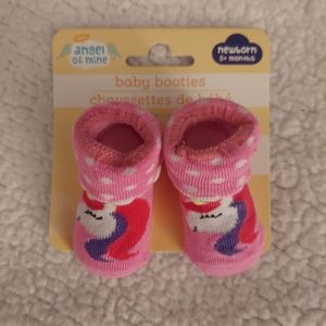 Baby Girl Newborn Booties Pink Unicorn